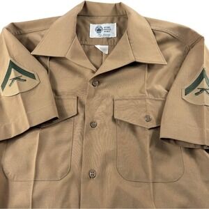 Defense Logistics Agency Valor Collection Khaki USMC Rank Shirt Mens 16 Tan